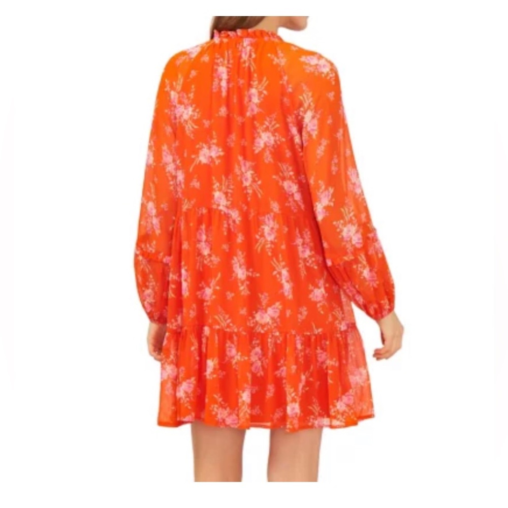 20) NWT VINCE CAMUTO Ladies Three Tier Mini Dress in Orange/Pink - Picture 2 of 3